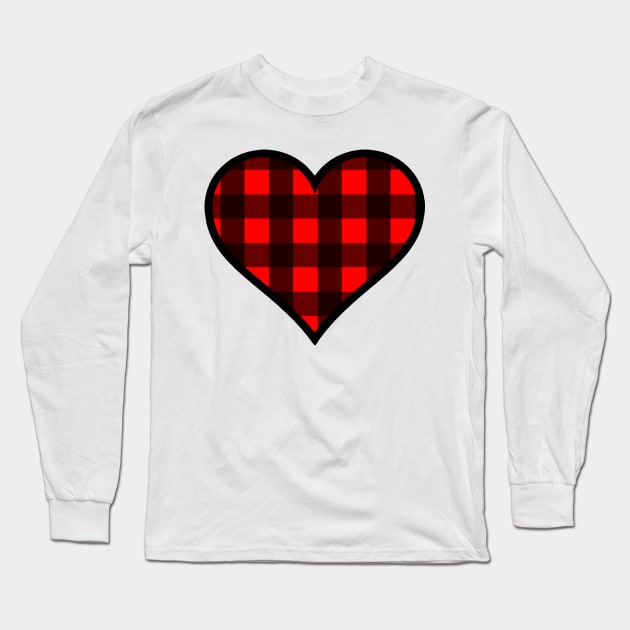 Classic Buffalo Plaid Heart Long Sleeve T-Shirt by bumblefuzzies